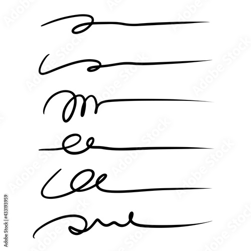 Hand lettering lines - signature lines isolated on white background. vector Illustration.