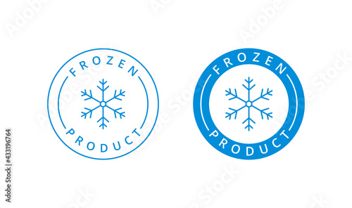 Frozen product label, logo, tag, stamp for food packaging, snowflake icon