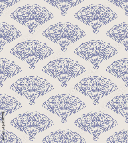 Japanese Folding Fan Vector Seamless Pattern