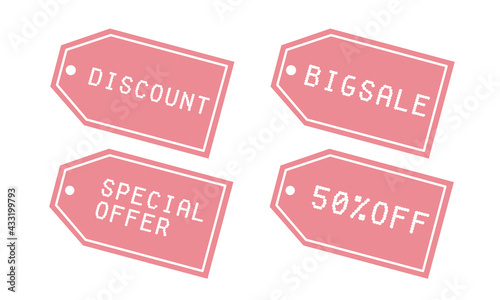Set of pink sale label tags