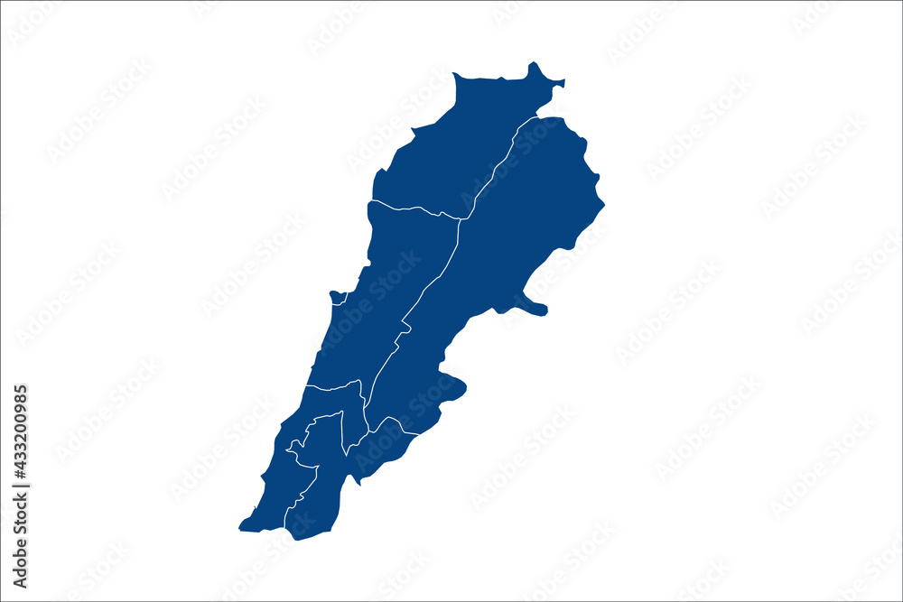 Fototapeta premium Lebanon Map blue Color on White Backgound