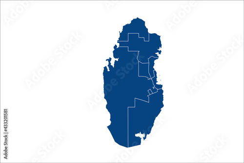 Qatar Map blue Color on White Backgound 