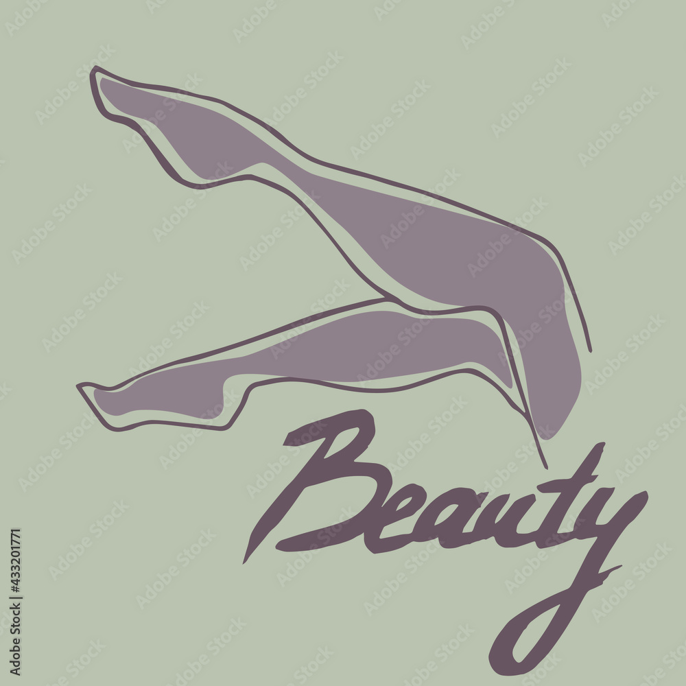 Naklejka premium Woman Legs Dark Skin Outline Beauty Concept. Black Woman. Print, Label, Badge for beauty masters , fashion, beauty salon. Vector doodle illustration in trendy colors. Minimalism