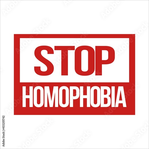 Stop Homophobia red and white text effect vector illustration, Stop Homophobia, red and white text effect, Gay and lesbian.