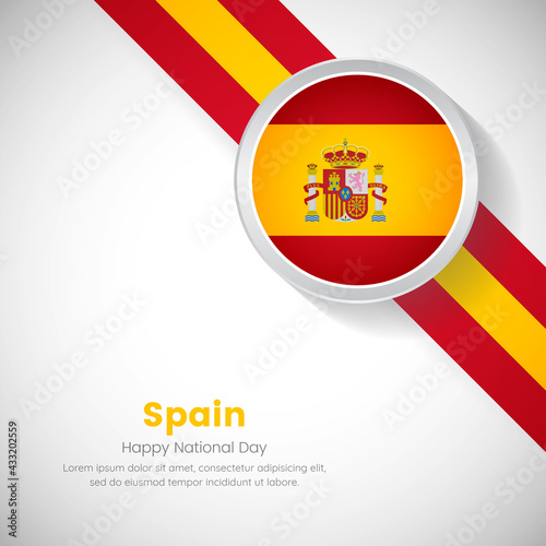 Creative Spain national flag on circle. National day of Spain country with classic background