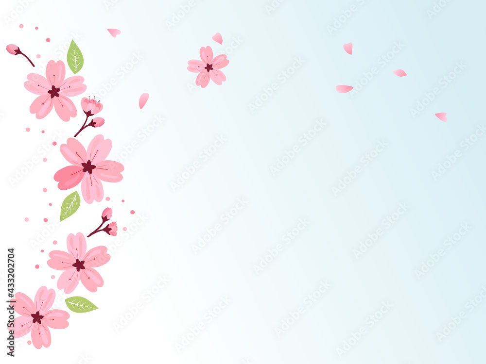 Cherry blossom on blue sky background vector.