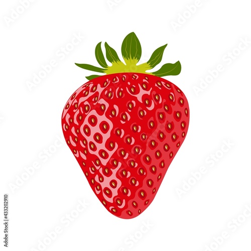  Ripe strawberry isolated on a white background close-up. Flat closeup of strawberries on white background. Healthy food background. Vector Eps 10.
