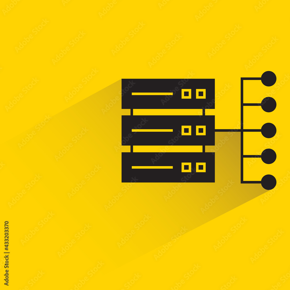 server network and diagram with shadow yellow background server network and diagram with shadow yellow background