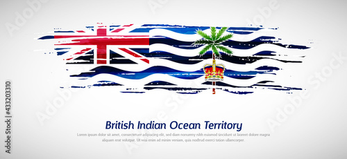 Artistic grungy watercolor brush flag of British Indian Ocean Territory country. Happy national day background