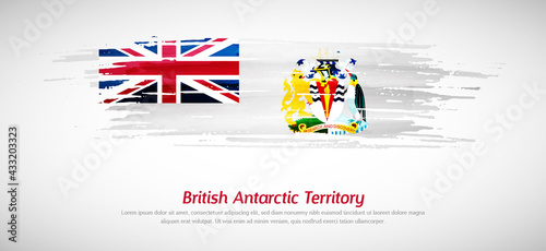 Artistic grungy watercolor brush flag of British Antarctic Territory country. Happy national day background