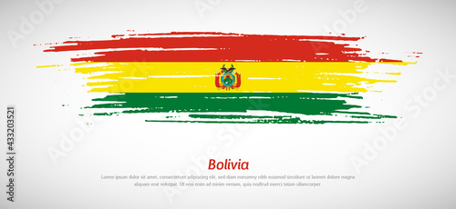 Artistic grungy watercolor brush flag of Bolivia country. Happy independence day background