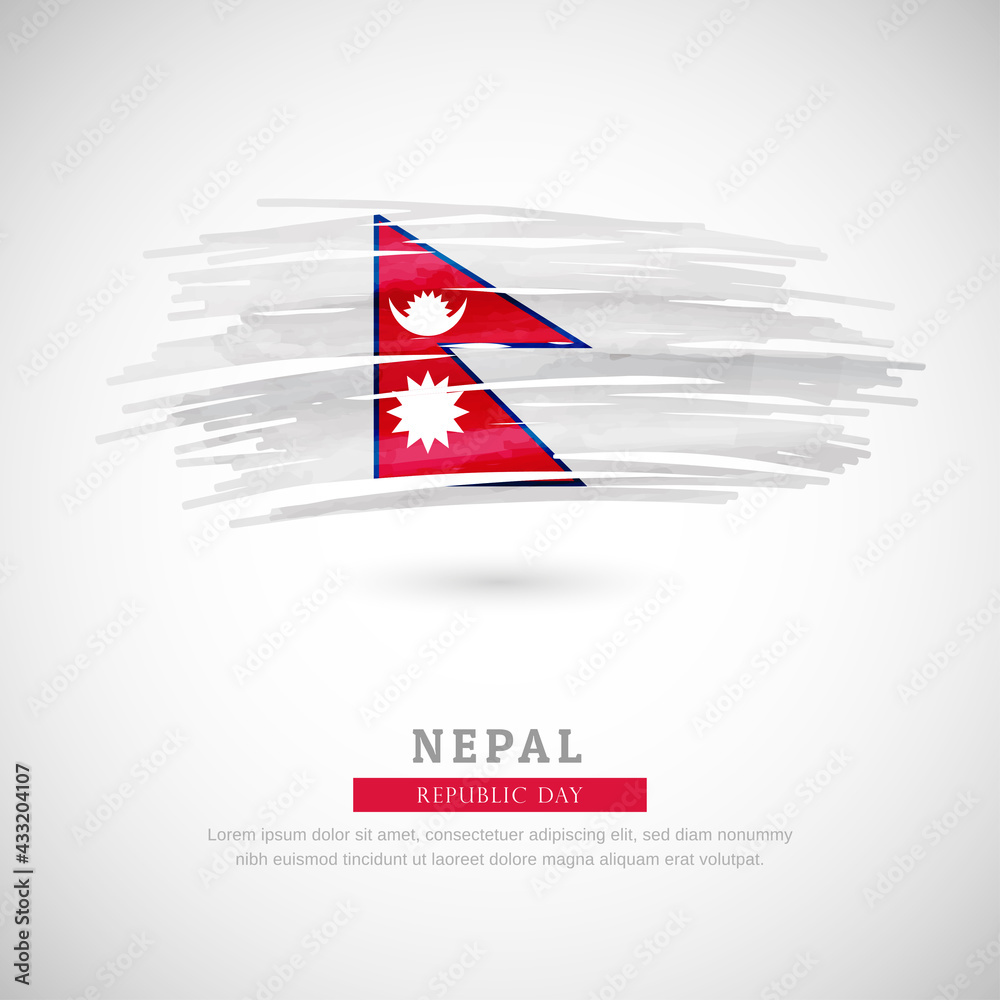 Obraz premium Brush flag of Nepal country. Happy republic day of Nepal with grungy flag background