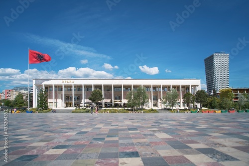National Opera and Ballet Theater of Albania in Tirana on Skanderbeg Square.