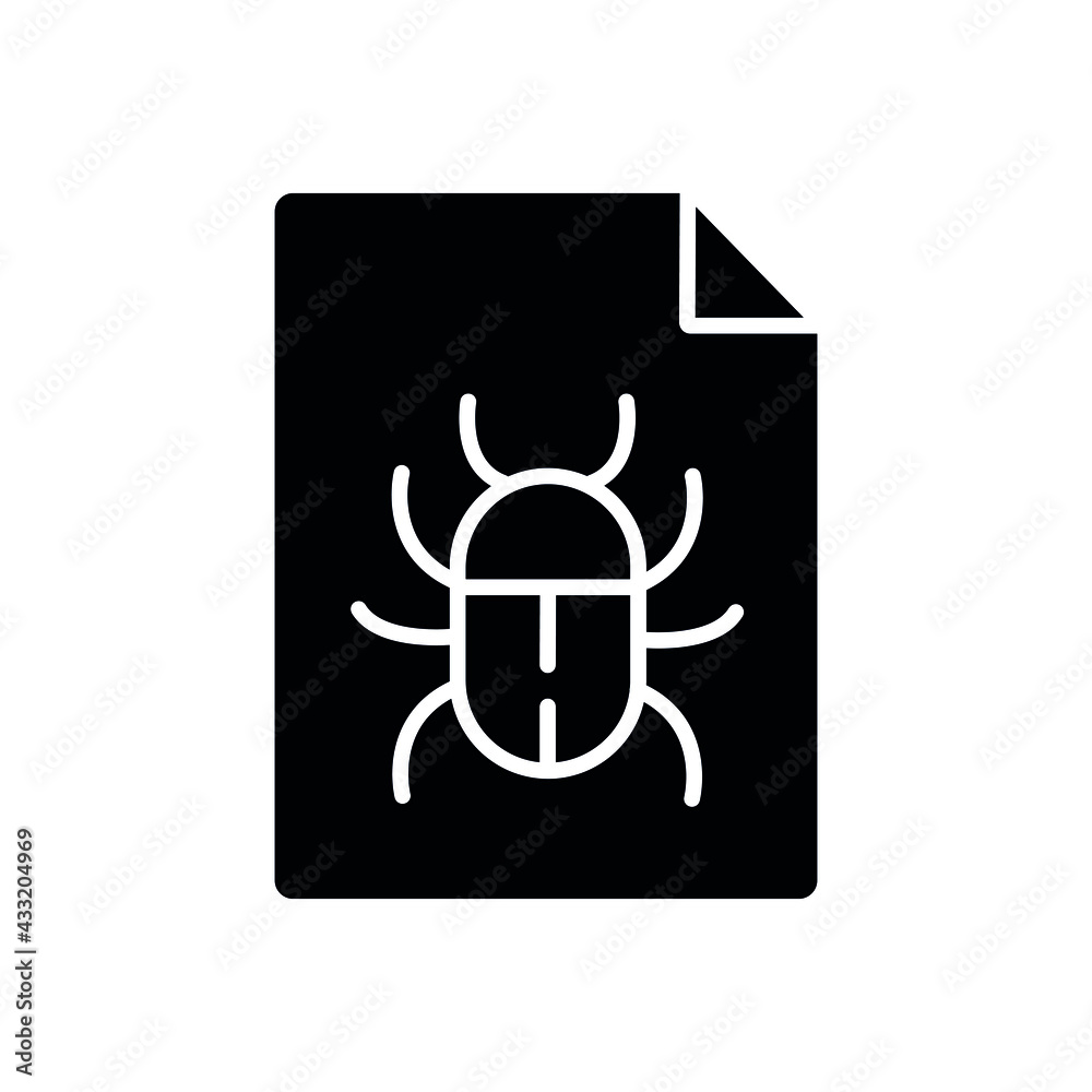 Virus file glyph icon. Phishing and spam. Vector isolated black illustration. Virus file glyph icon. Phishing and spam. Vector isolated black illustration.