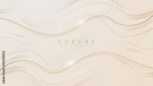 Luxury light yellow pastel abstract background with golden lines sparkle. Illustration from vector about modern template design for a sweet and elegant feeling.