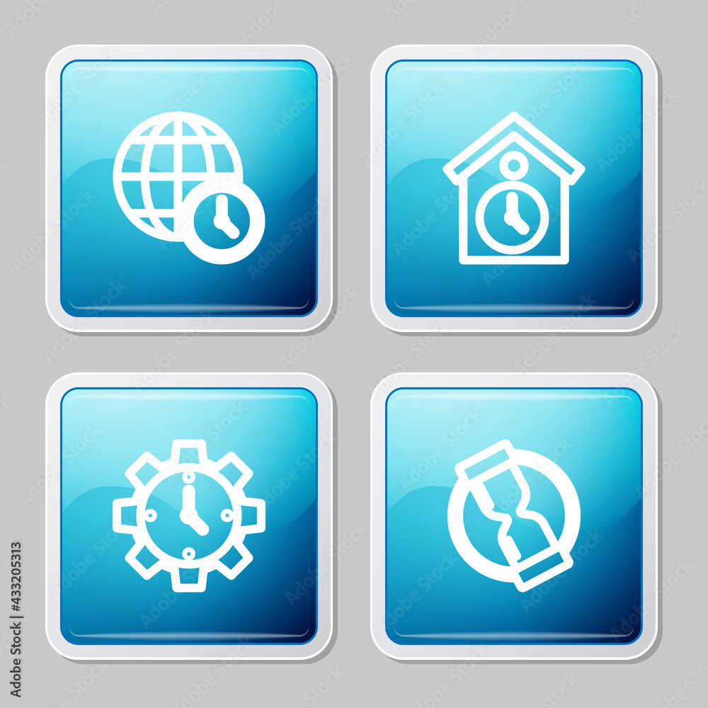 Set line World time, Retro wall watch, Time Management and Old hourglass icon. Vector Set line World time, Retro wall watch, Time Management and Old hourglass icon. Vector
