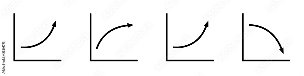 Set of growth and decline icons. Presentation chart with upward and ...