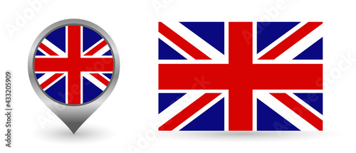Vector flag England. Location point with flag England