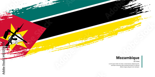 Creative hand drawing brush flag of Mozambique country for special independence day