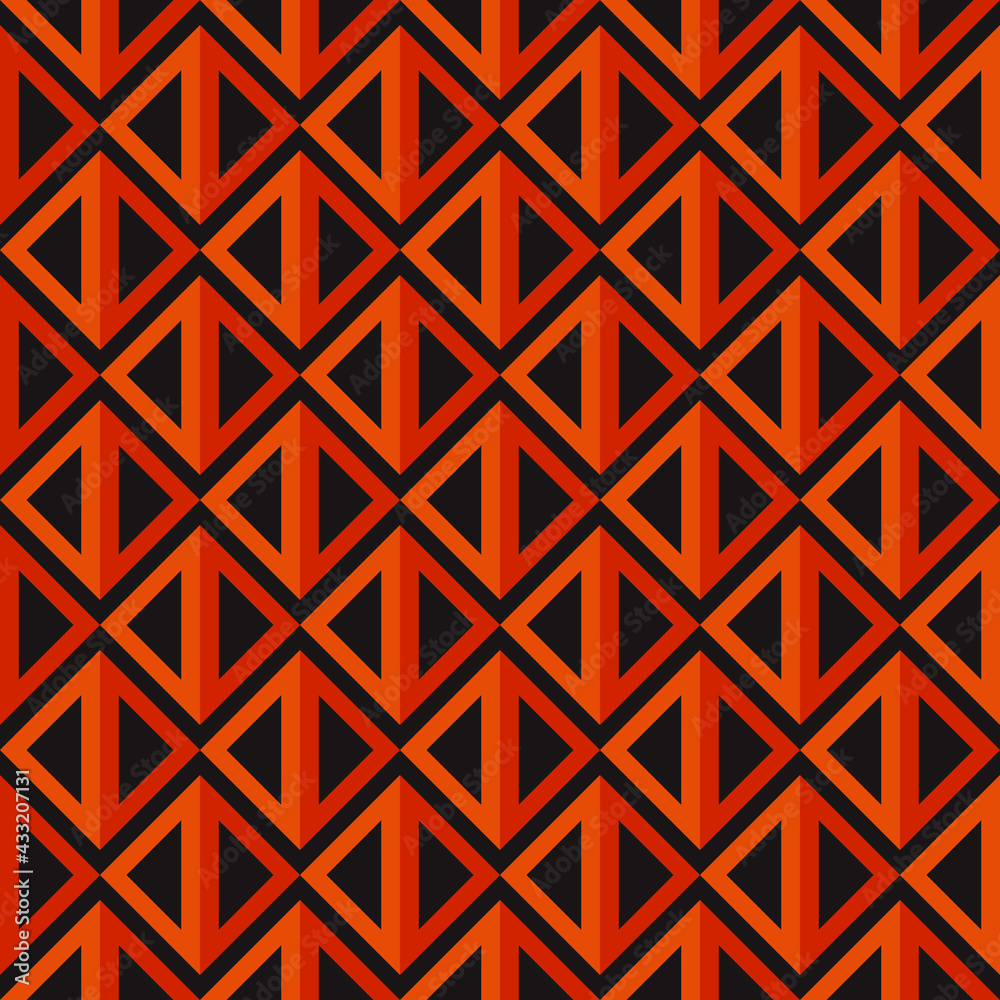 Orange triangle ornament. Seamless and vector arrows or triangle pattern. Orange geometric ornament in vector. Orange triangle ornament. Seamless and vector arrows or triangle pattern. Orange geometric ornament in vector.