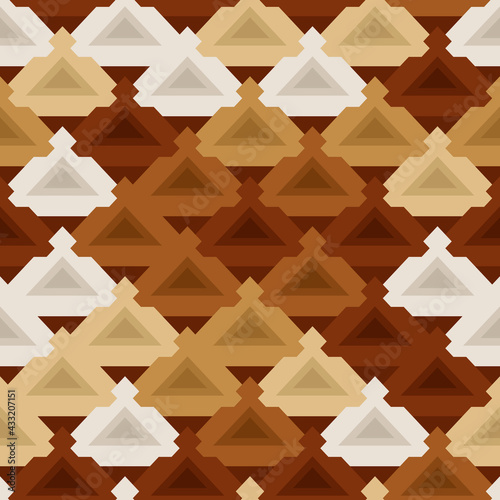 Brown pyramids seamless pattern. Vector same sand ornament.