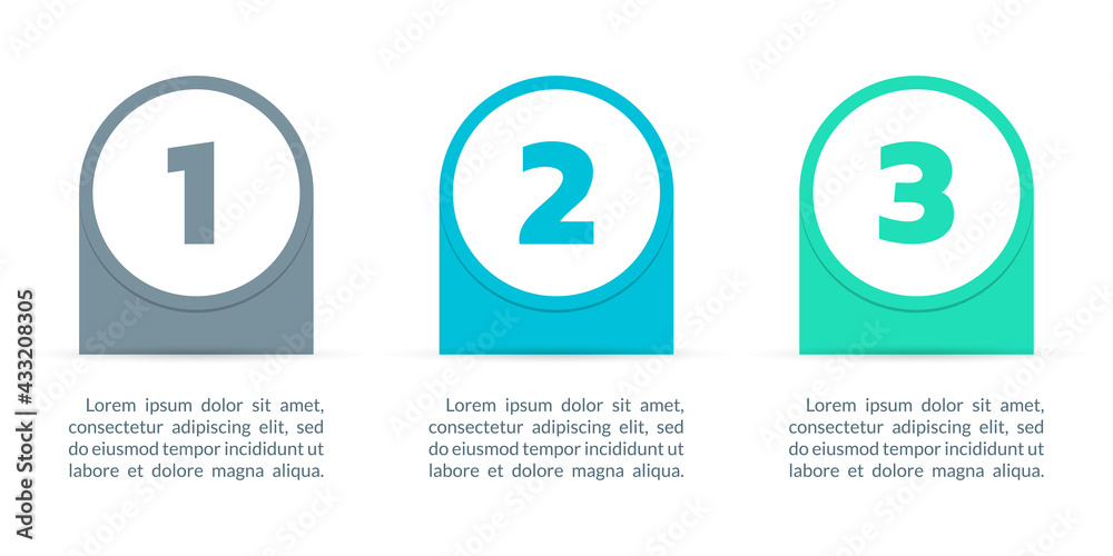 3 steps infograph. Business process info graphic template with numbers ...