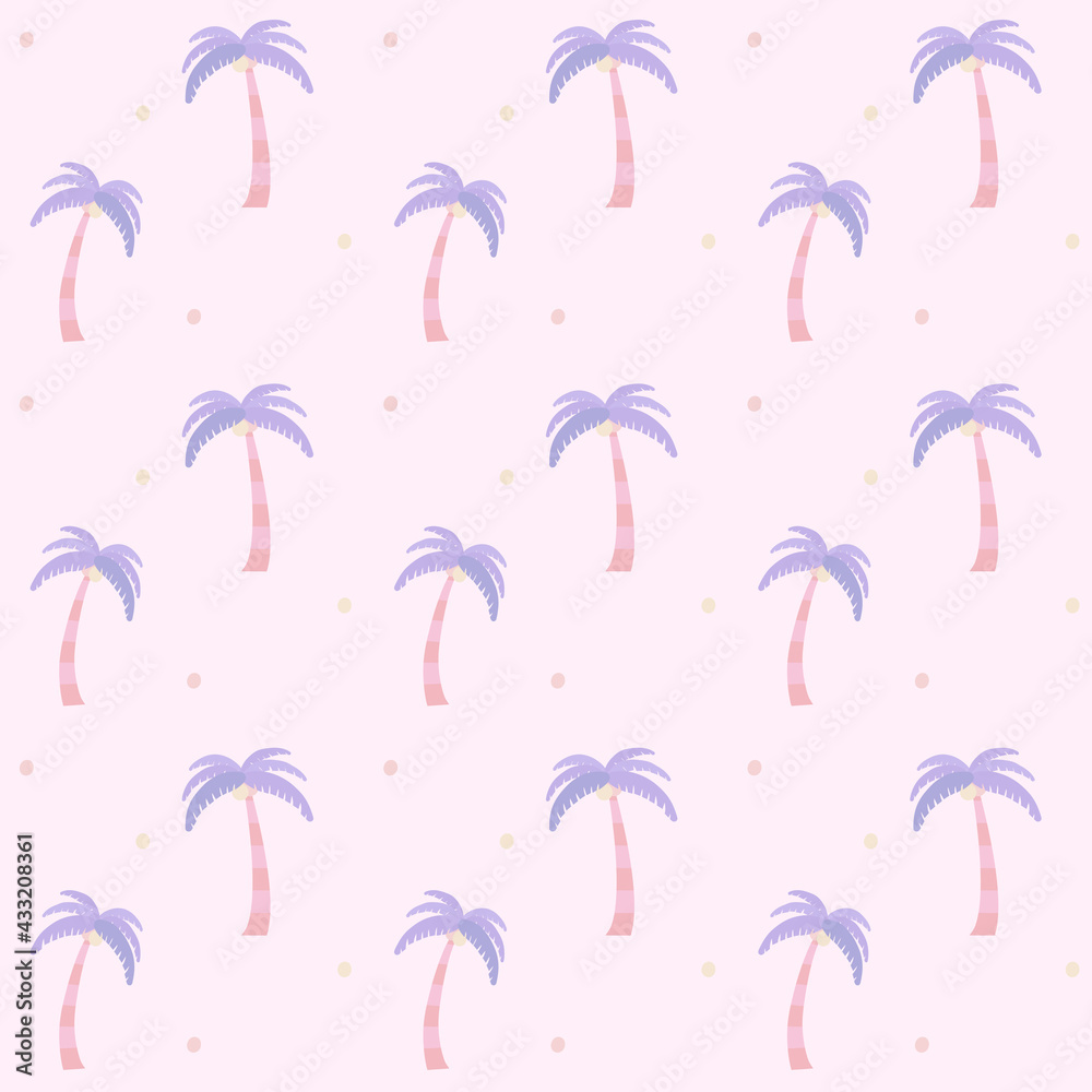 夏 南国 ヤシの木 シームレスパターン