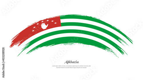 Flag of Abkhazia in grunge style stain brush with waving effect on isolated white background