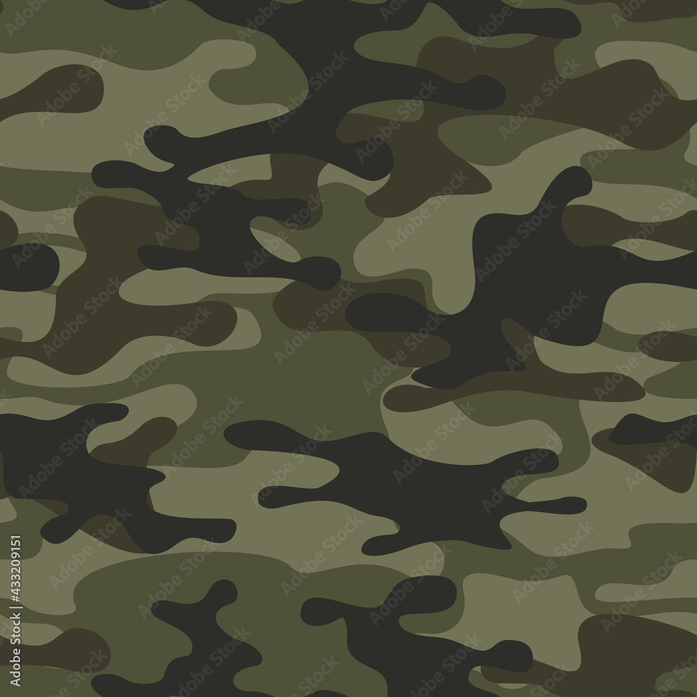 Fototapeta premium Camouflage seamless pattern. Abstract camo. Military texture of stains. Print on fabric and clothing. Vector illustration