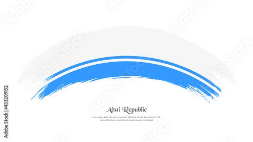 Flag of Altai Republic in grunge style stain brush with waving effect on isolated white background
