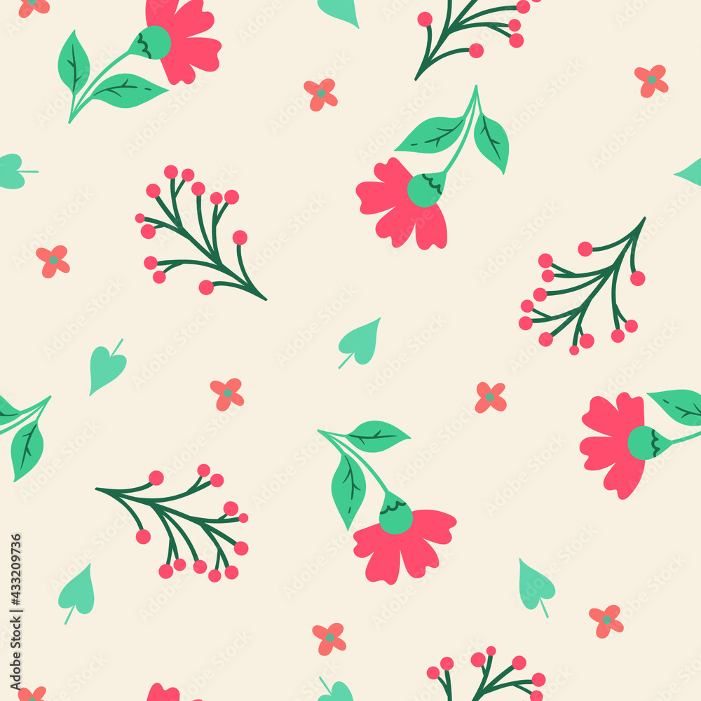 Seamless simple floral pattern. Vector image.