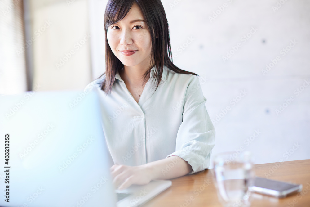 Beautiful woman portrait working at home Beautiful woman portrait working at home