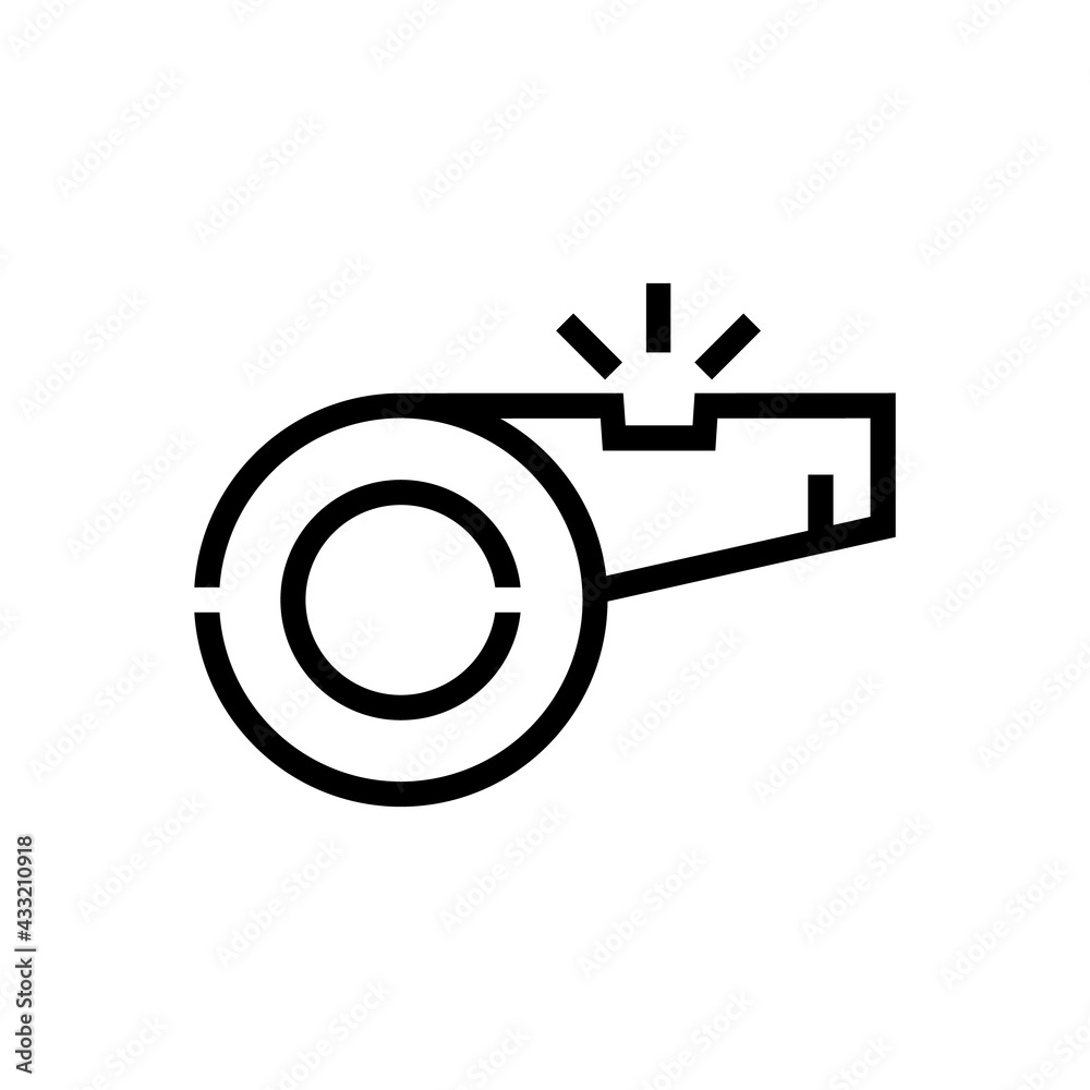 Football or Soccer Whistle icon in Outline Style. A whistle is an object used by a referee in a match. Vector illustration icons can be used for applications, websites, or part of a logo.