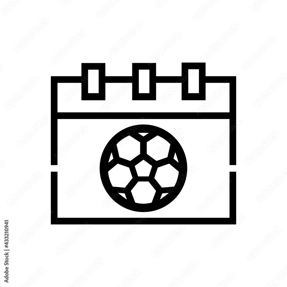 Football or Soccer Calendar Vector Icon in Outline Style. A calendar with Soccer Ball is a symbol of the Event or Competition. Vector illustration Icon Can be Used for an App, Website, or Part of Logo Football or Soccer Calendar Vector Icon in Outline Style. A calendar with Soccer Ball is a symbol of the Event or Competition. Vector illustration Icon Can be Used for an App, Website, or Part of Logo