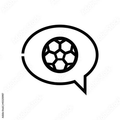 Football or Soccer Chat Vector icon in Outline Style. Chat balloon with soccer ball. Vector illustration icons can be used for applications, websites, or part of a logo.