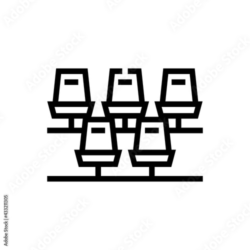 Football or Soccer Seats Vector icon in Outline Style. Supporters seats in a football stadium. Vector illustration icons can be used for apps, websites, or part of logo.