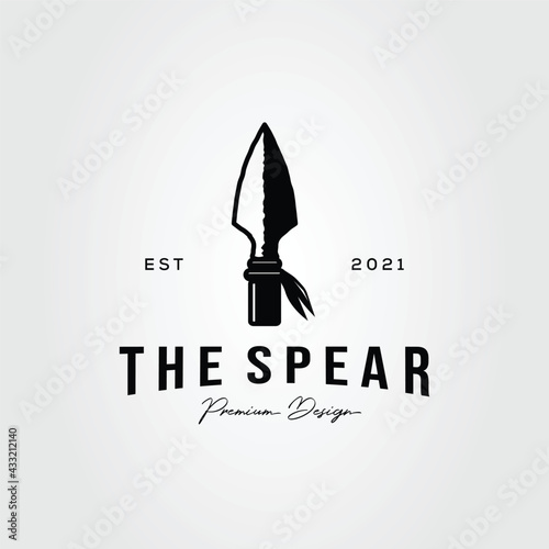 sharp arrowhead spear logo. pike javelin logo template vector illustration design
