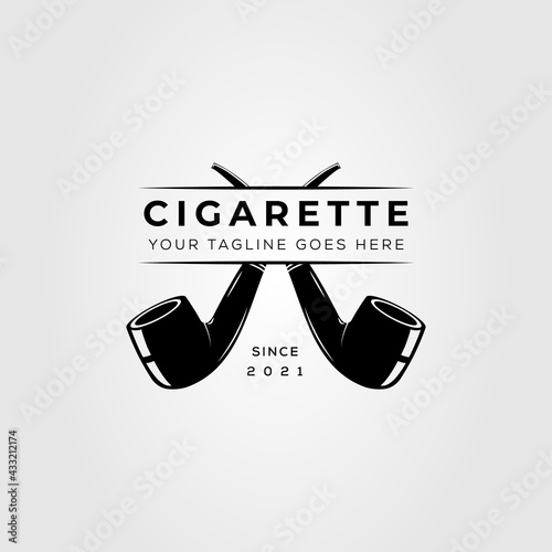 cigarette smoking pipe logo. cigar smoke logo vector illustration design