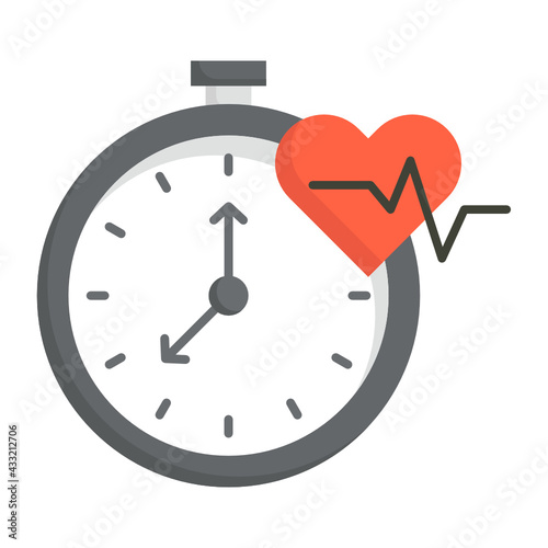 beats per minute Vector color Icon Design, Gym Fitness symbol on white background, Workout exercise equipment stock illustration, heartbeat pulse with stopwatch Concept