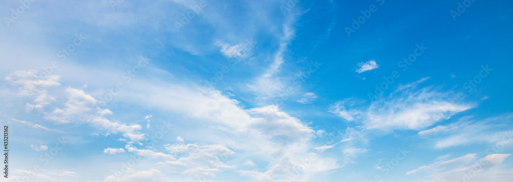 panorama blue sky background with white cloud - obrazy, fototapety, plakaty 