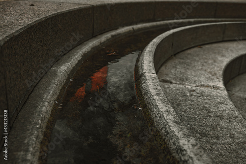 water in vintage fountain