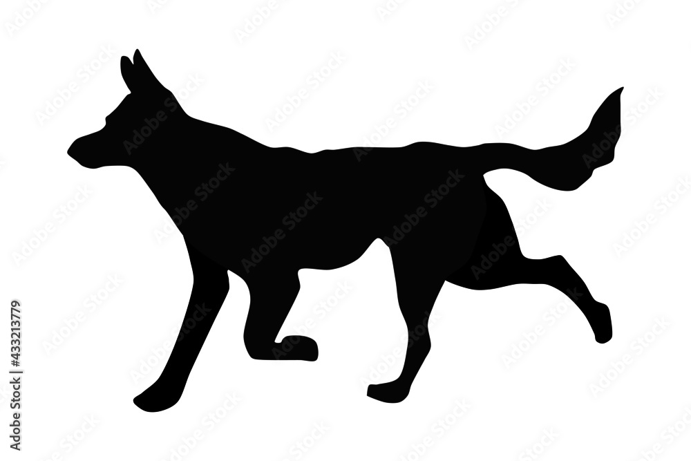 Running dog silhouette vector illustration on a white background
