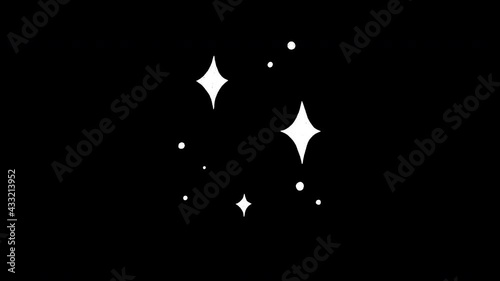 Three diamond shapes and bunch of dot stars blinking on transparent background. Animated hand drawn night sky. Motion graphic with pulsing starry elements alpha channel. Breathing sketched heaven