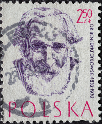 POLAND-CIRCA 1957 : A post stamp printed in Poland showing a portrait of the famous Polish Physician: Benedykt Dybowski photo