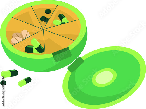 Tablets or pills in jar,  tablet box