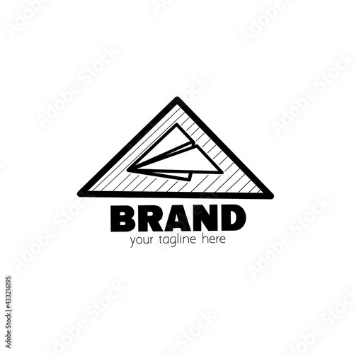 Airplane paper triangle line art simple logo icon symbol for Brand, travel, clothing, apparel, company, Business, Banners, Poster, paper, cover, background and wallpaper. 
