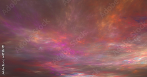 abstract dark red sky and dark clouds shining starry surface aerial texture fog on sky orange.