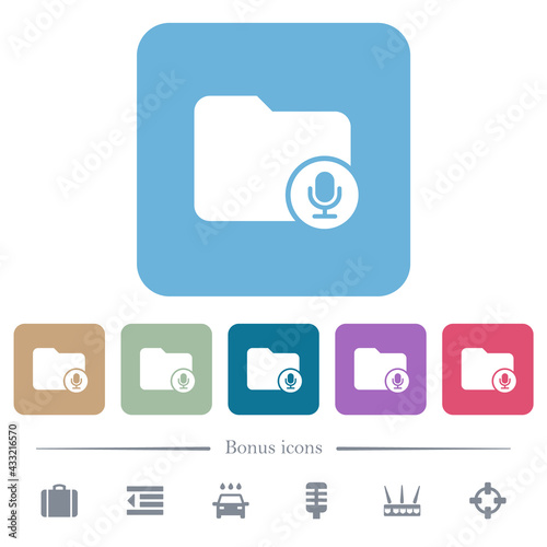 Records directory flat icons on color rounded square backgrounds