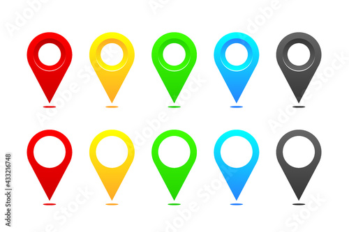 Set of mapping markers. Set of icons for web or markers on maps.