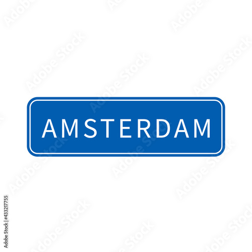 Blue And White Vector City Sign